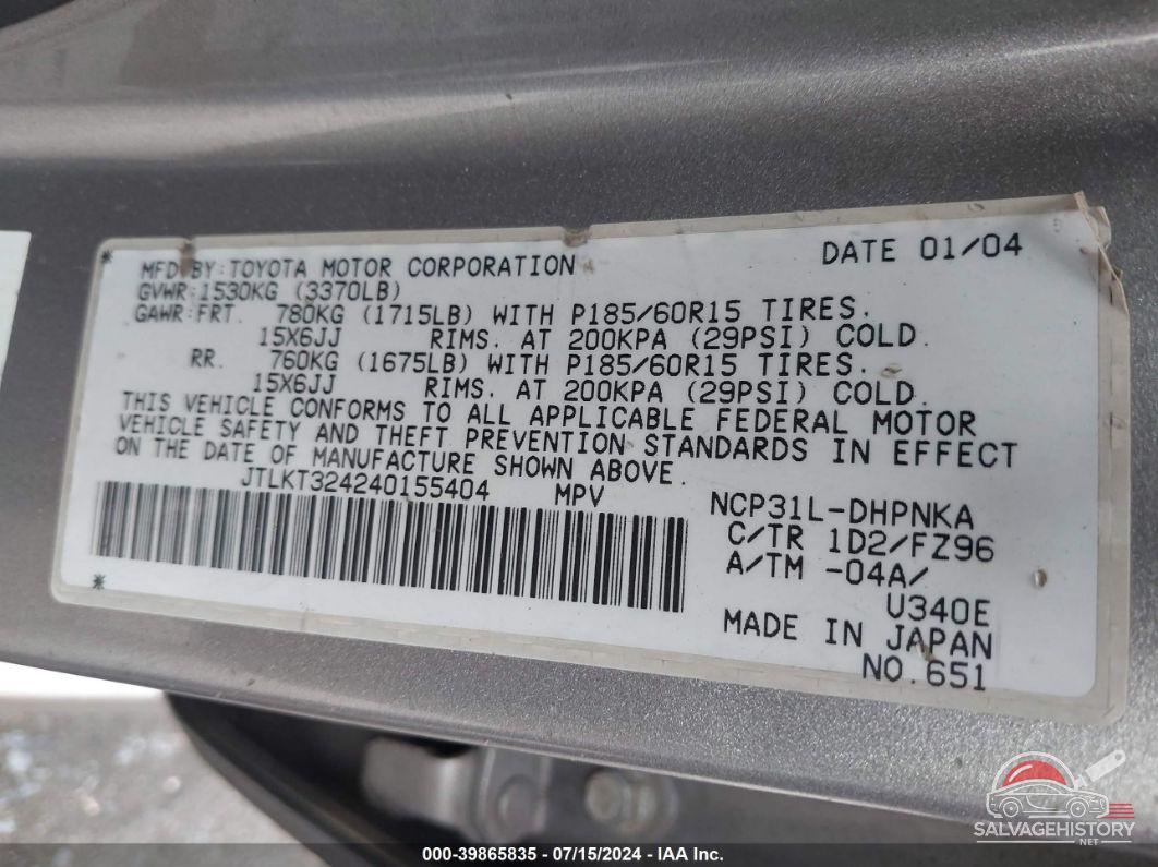 JTLKT324240155404 2004 SCION XB photo no. 9