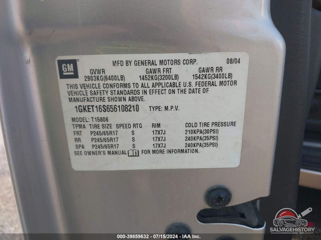 1GKET16S656108210 2005 GMC ENVOY photo no. 9