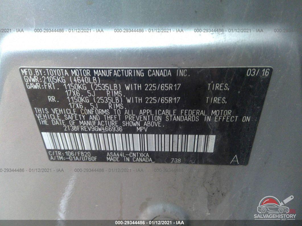 2T3BFREV9GW466936 2016 TOYOTA RAV4 photo no. 9