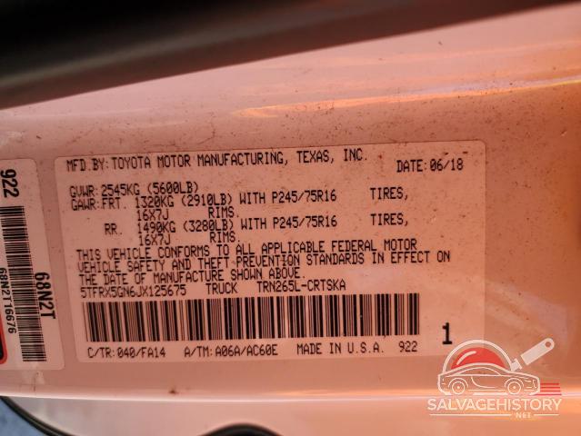 5TFRX5GN6JX125675 2018 TOYOTA TACOMA photo no. 12