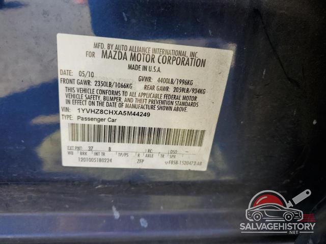 1YVHZ8CHXA5M44249 2010 MAZDA 6 photo no. 12