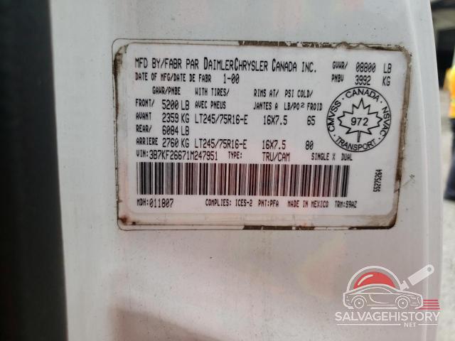 3B7KF26671M247951 2001 DODGE All Models photo no. 12