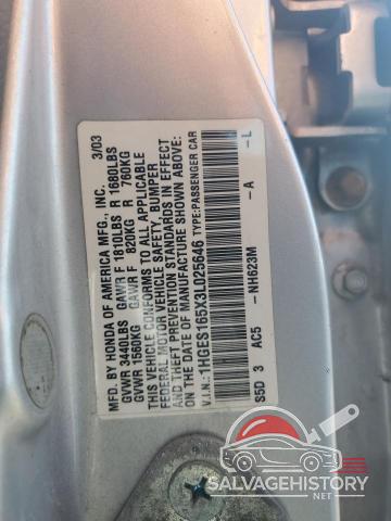1HGES165X3L025646 2003 HONDA CIVIC photo no. 12