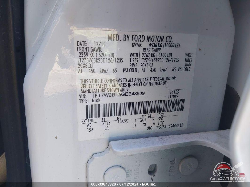 1FT7W2BT5GEB48609 2016 FORD F250 photo no. 9
