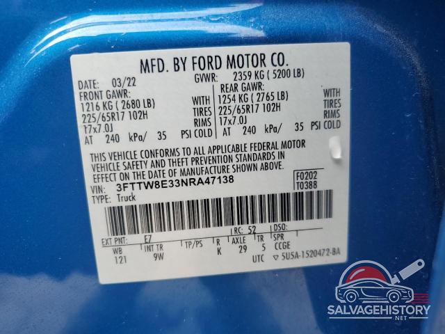 3FTTW8E33NRA47138 2022 FORD MAVERICK photo no. 13