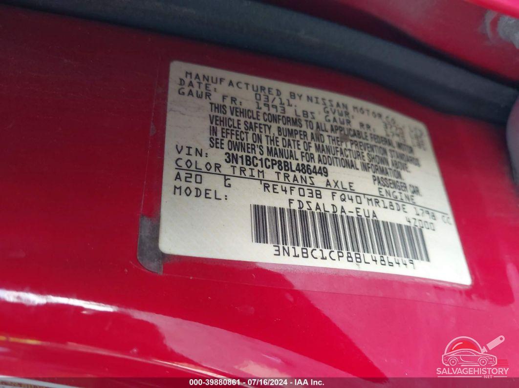 3N1BC1CP8BL486449 2011 NISSAN VERSA photo no. 9
