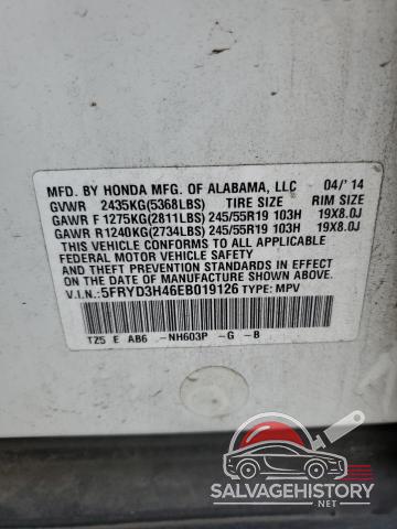 5FRYD3H46EB019126 2014 ACURA MDX photo no. 13