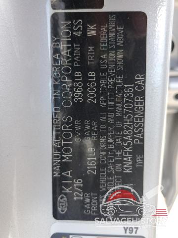 KNAFK5A82H5707361 2017 KIA FORTE photo no. 13