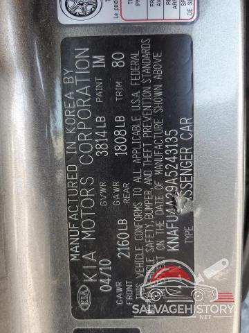 KNAFU4A29A5243135 2010 KIA FORTE photo no. 12