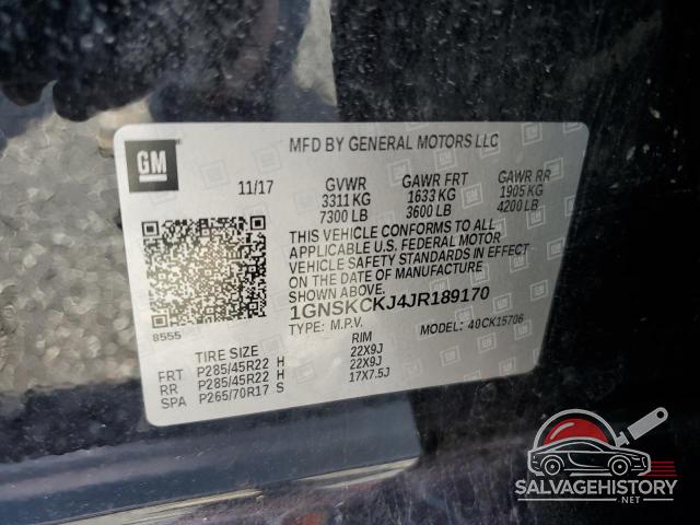 1GNSKCKJ4JR189170 2018 CHEVROLET TAHOE photo no. 13