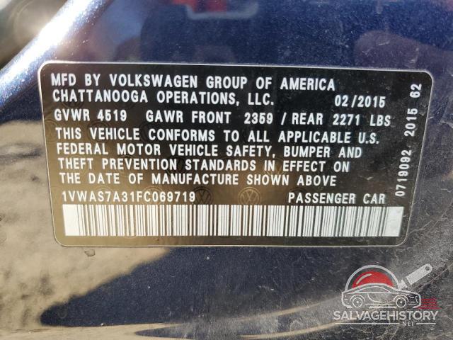 1VWAS7A31FC069719 2015 VOLKSWAGEN PASSAT photo no. 13