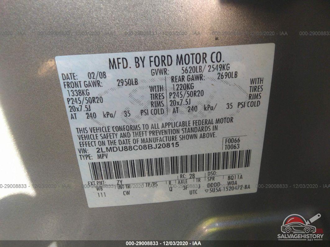 2LMDU88C08BJ20815 2008 LINCOLN MKX photo no. 9
