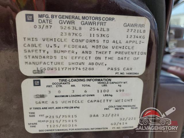 1G6DW51Y7H9745288 1987 CADILLAC ALL OTHER photo no. 12
