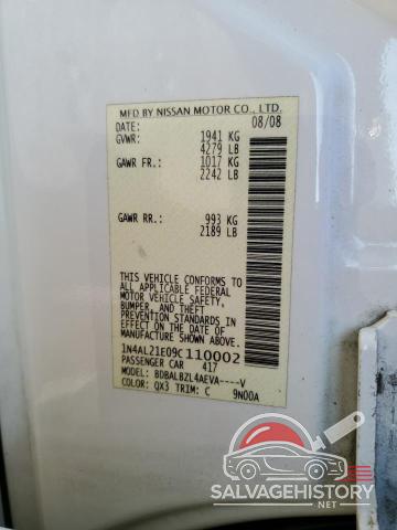 1N4AL21E09C110002 2009 NISSAN ALTIMA photo no. 12