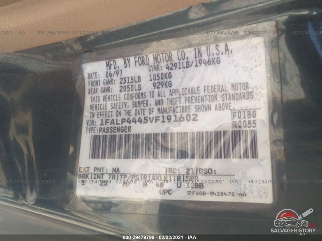 1FALP4445VF191602 1997 FORD MUSTANG photo no. 9