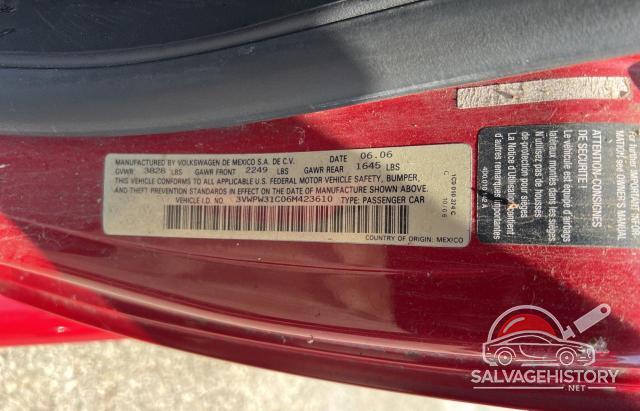3VWPW31C06M423610 2006 VOLKSWAGEN BEETLE photo no. 10