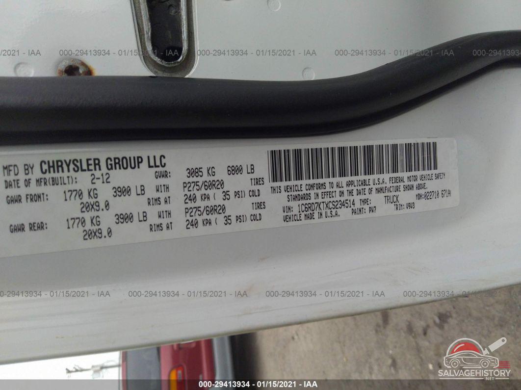 1C6RD7KTXCS234514 2012 RAM 1500 photo no. 9