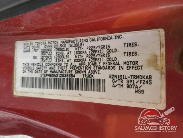 5TEPM62N21Z836554 2001 TOYOTA All Models photo no. 12