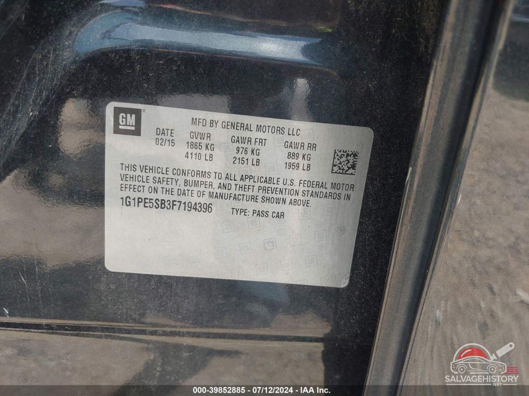 1G1PE5SB3F7194396 2015 CHEVROLET CRUZE photo no. 9