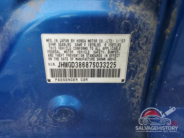 JHMGD38687S033225 2007 HONDA FIT photo no. 13