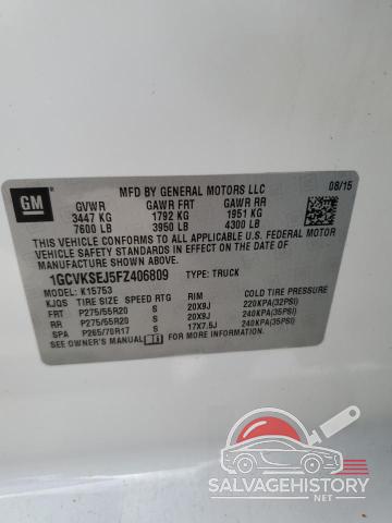 1GCVKSEJ5FZ406809 2015 CHEVROLET ALL Models photo no. 13