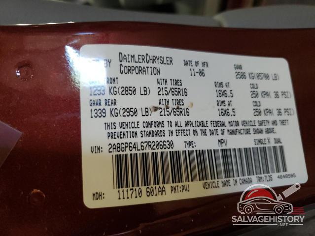 2A8GP64L67R206630 2007 CHRYSLER MINIVAN photo no. 13