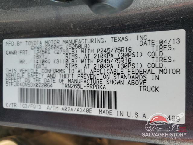 5TFJX4GN5DX022064 2013 TOYOTA TACOMA photo no. 13