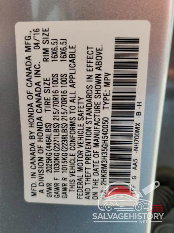 2HKRM3H35GH540050 2016 HONDA CRV photo no. 13