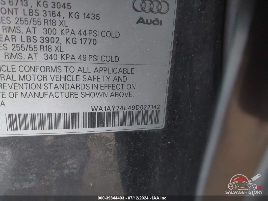 WA1AY74L49D022142 2009 AUDI Q7 photo no. 9