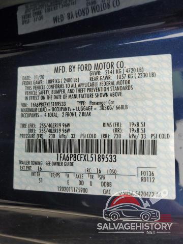 1FA6P8CFXL5189533 2020 FORD MUSTANG photo no. 12