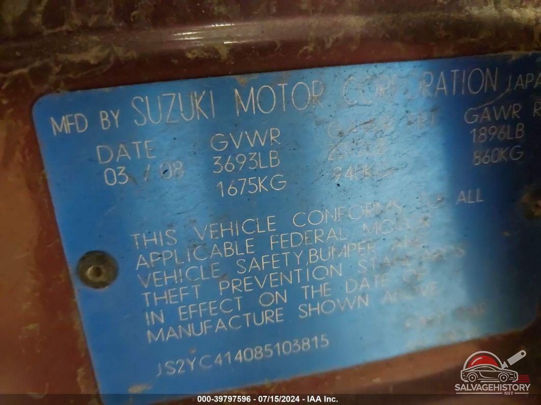 JS2YC414085103815 2008 SUZUKI SX4 photo no. 9
