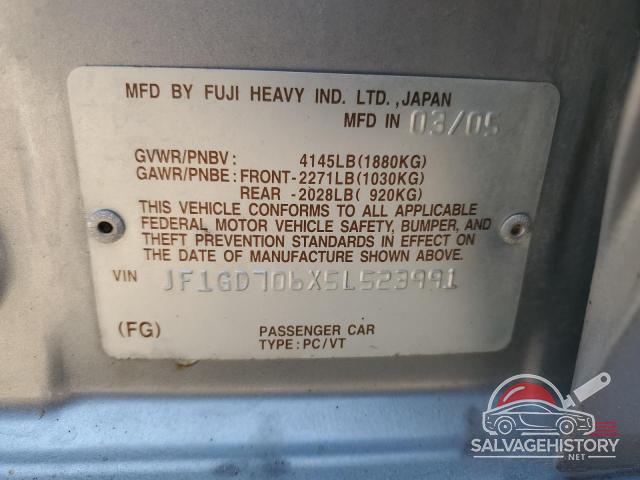 JF1GD706X5L523991 2005 SUBARU WRX photo no. 12