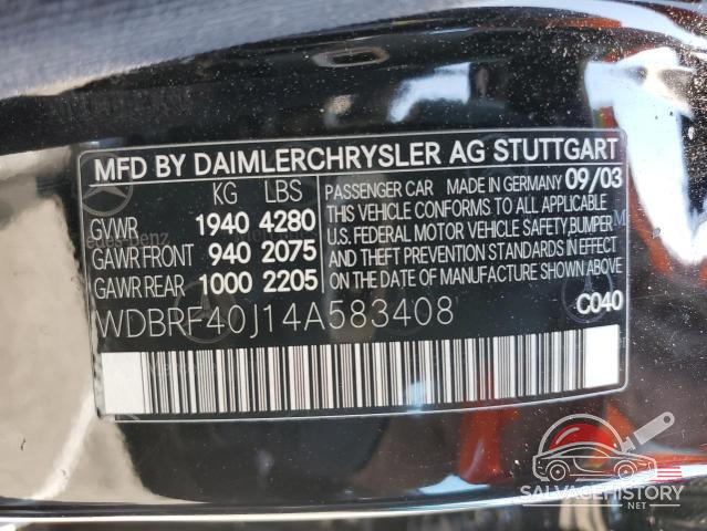WDBRF40J14A583408 2004 MERCEDES-BENZ C-CLASS photo no. 12
