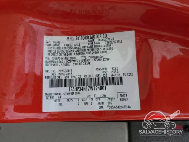 1FAHP34N17W124801 2007 FORD FOCUS photo no. 12