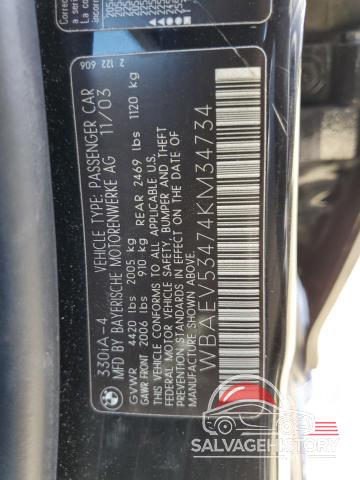 WBAEV53474KM34734 2004 BMW 3 SERIES photo no. 12