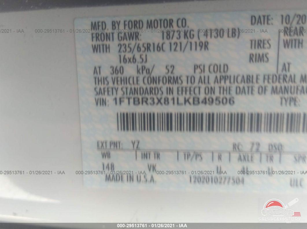 1FTBR3X81LKB49506 2020 FORD TRANSIT CARGO VAN photo no. 9