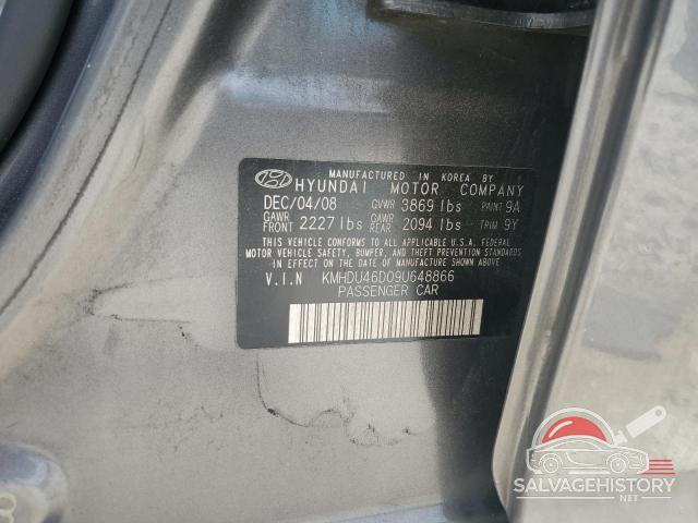 KMHDU46D09U648866 2009 HYUNDAI ELANTRA photo no. 12