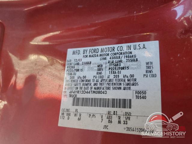 4F4YR12D44TM08043 2004 MAZDA B2300 photo no. 12