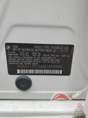 WBAFU7C56BC870994 2011 BMW 5 SERIES photo no. 13