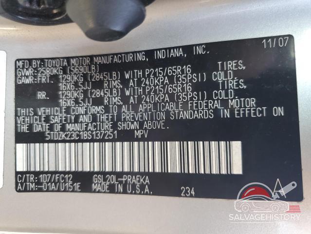 5TDZK23C18S137251 2008 TOYOTA All Models photo no. 13
