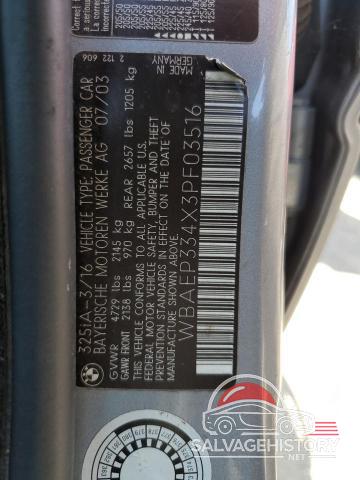 WBAEP334X3PF03516 2003 BMW 3 SERIES photo no. 12