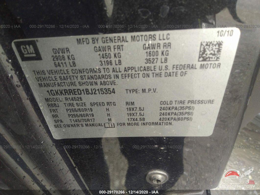 1GKKRRED1BJ215354 2011 GMC ACADIA photo no. 9