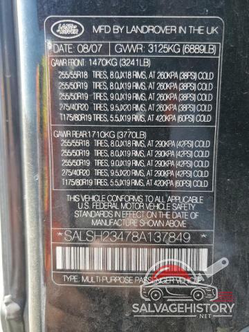 SALSH23478A137849 2008 LAND ROVER RANGEROVER photo no. 12