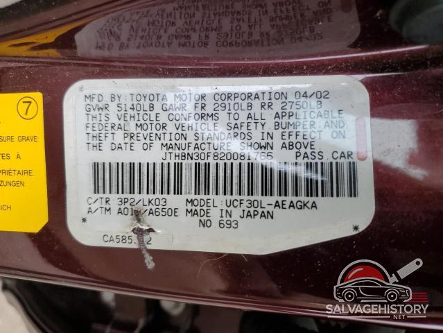 JTHBN30F820081766 2002 LEXUS LS430 photo no. 12