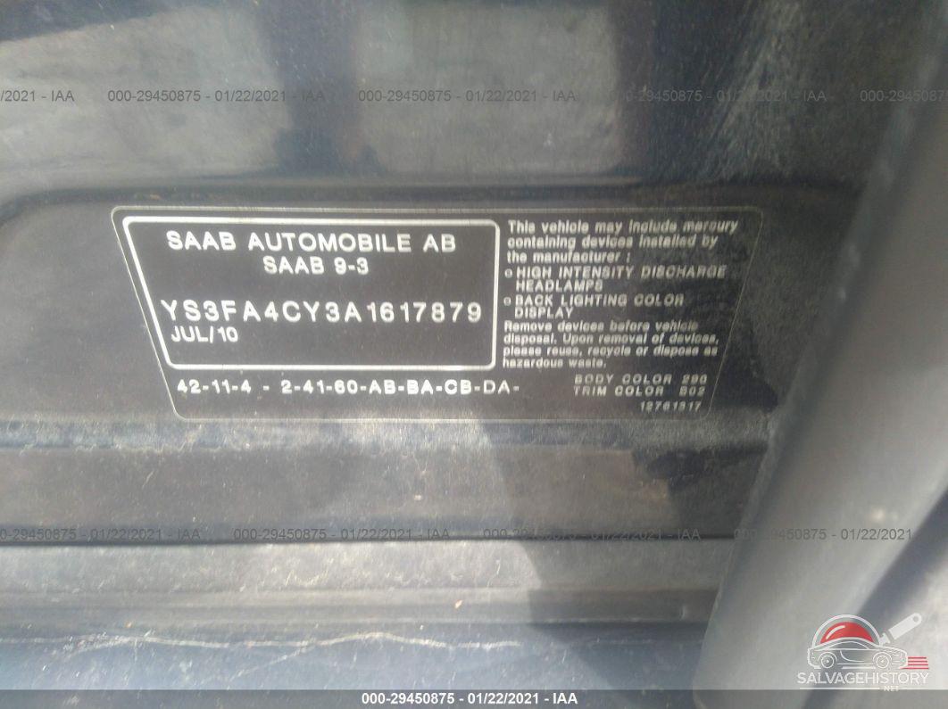 YS3FA4CY3A1617879 2010 SAAB 9-3 photo no. 9