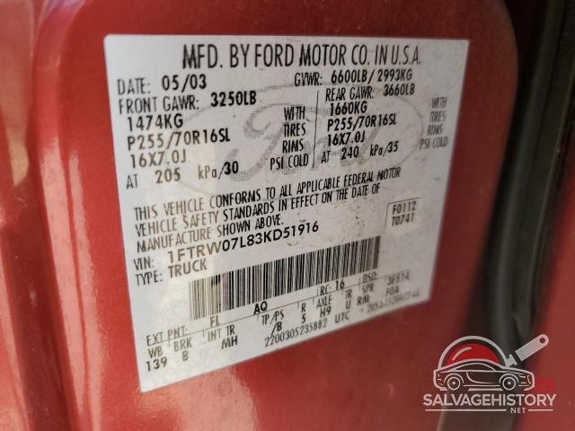 1FTRW07L83KD51916 2003 FORD F-150 photo no. 12