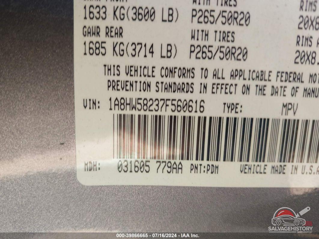 1A8HW58237F560616 2007 CHRYSLER ASPEN photo no. 9