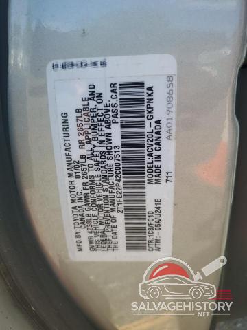 2T1FE22P42C007513 2002 TOYOTA CAMRY SOLA photo no. 12