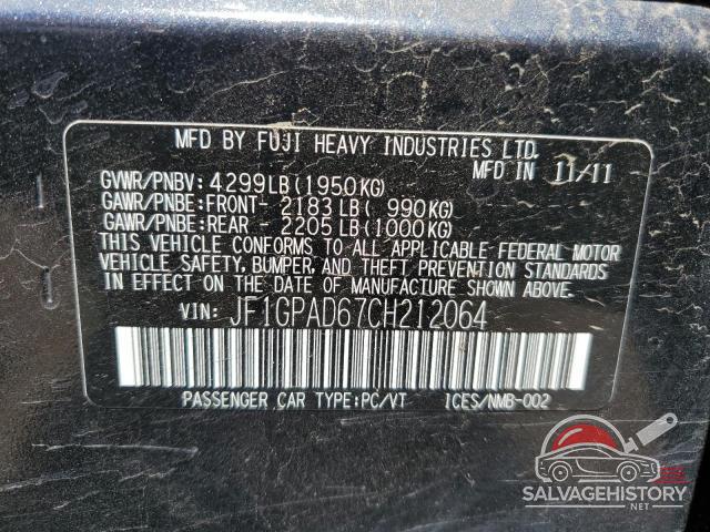 JF1GPAD67CH212064 2012 SUBARU IMPREZA photo no. 12