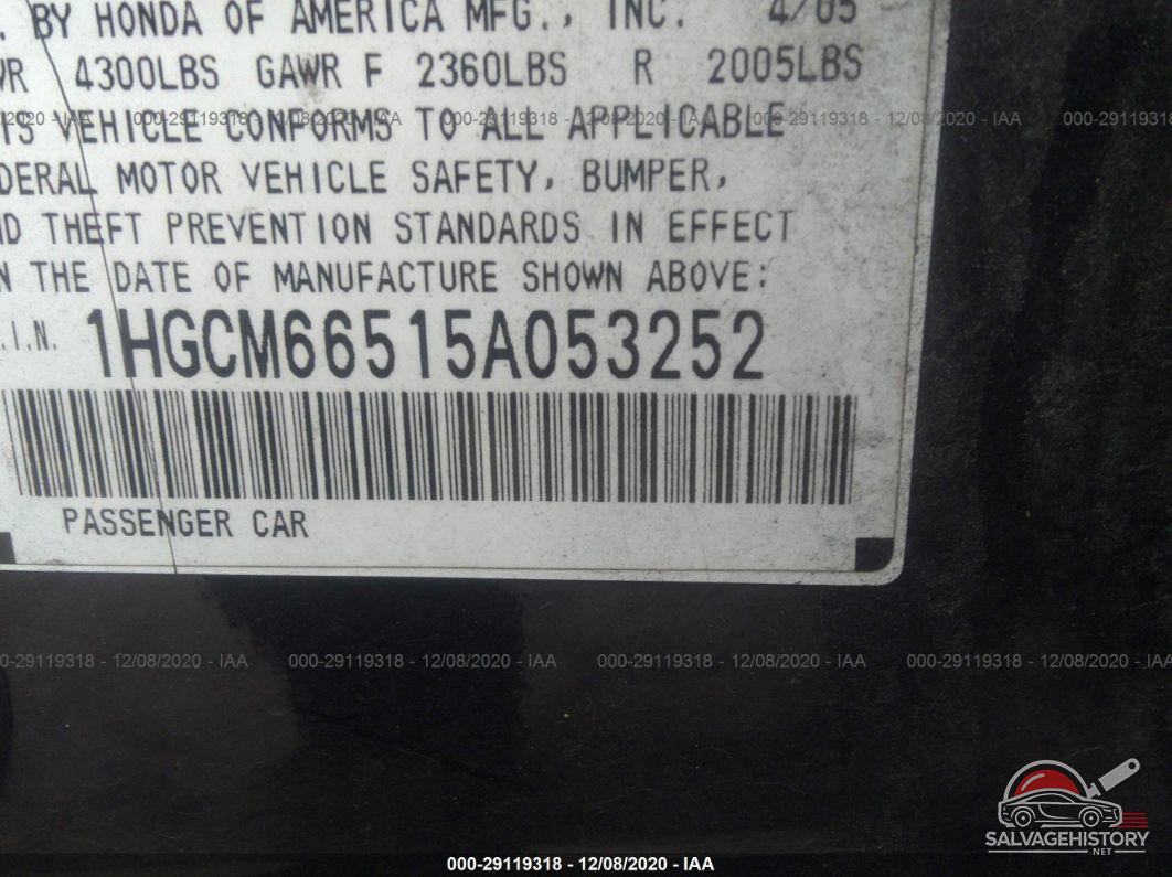 1HGCM66515A053252 2005 HONDA ACCORD SDN photo no. 8